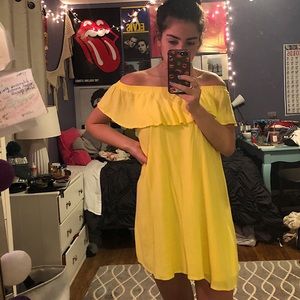 Yellow off-the-shoulder dress